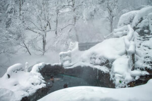 fukiage onsen with heavy snow in winter ,hokkaido,japan