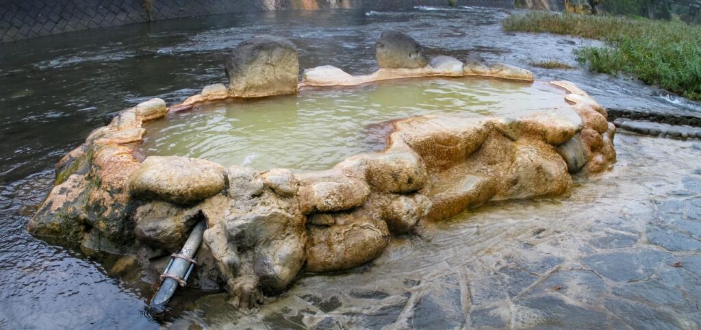 ganiyu public wild bath in Nagayu onsen,Oita,Japan